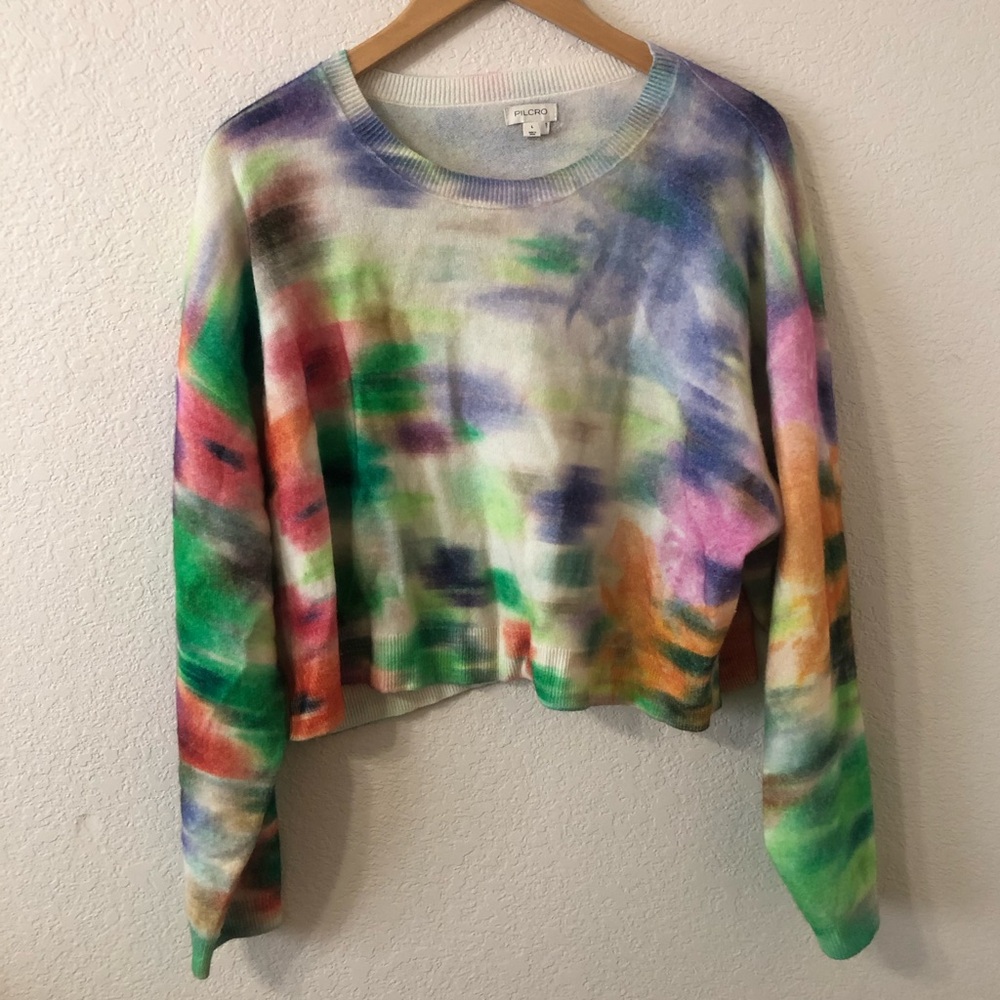 SOLD Anthropologie Pilcro The Alani Cropped Cashmere Crew Neck Sweater  Large - Picture 2 of 7